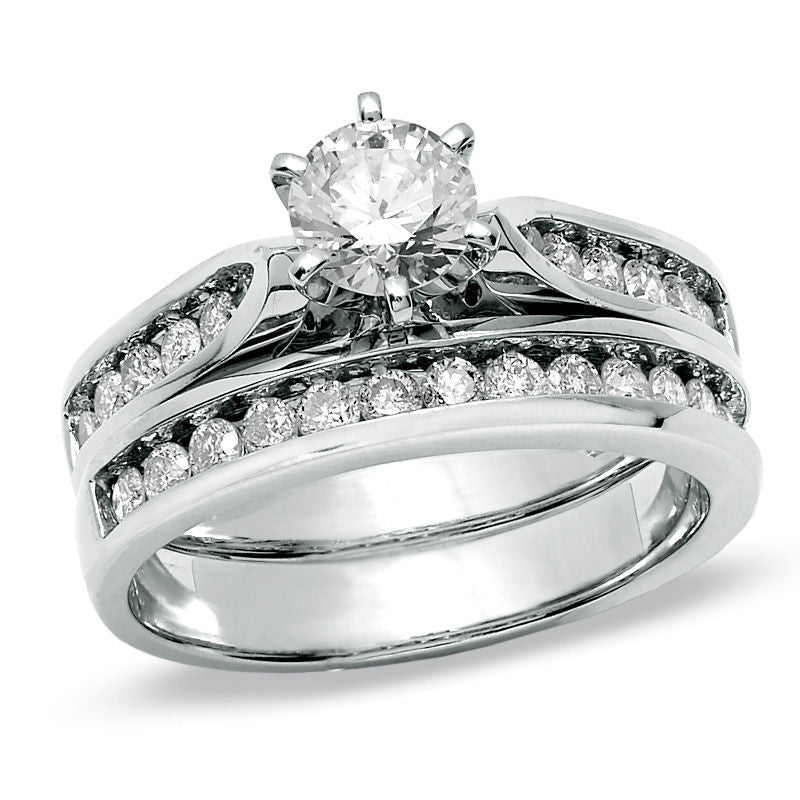 1-1/4 CT. T.W. Diamond Bridal Engagement Ring Set in 14K White Gold