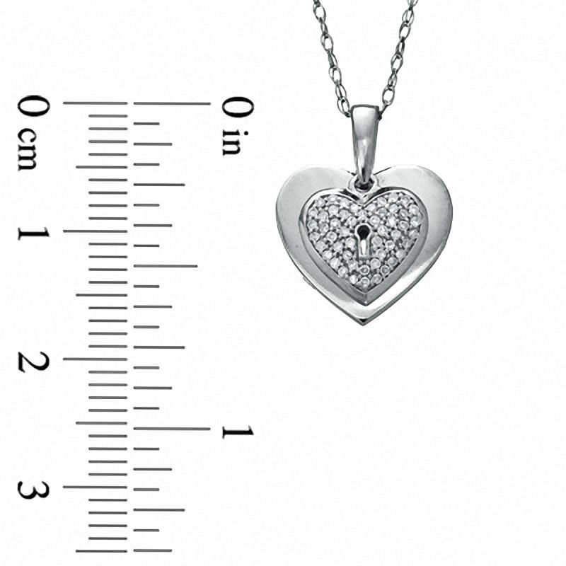 0.1 CT. T.W. Natural Diamond Heart Lock Pendant in 10K White Gold