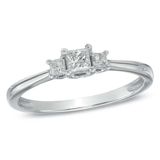 1/4 CT. T.W. Princess-Cut Diamond Three Stone Engagement Ring in 14K White Gold