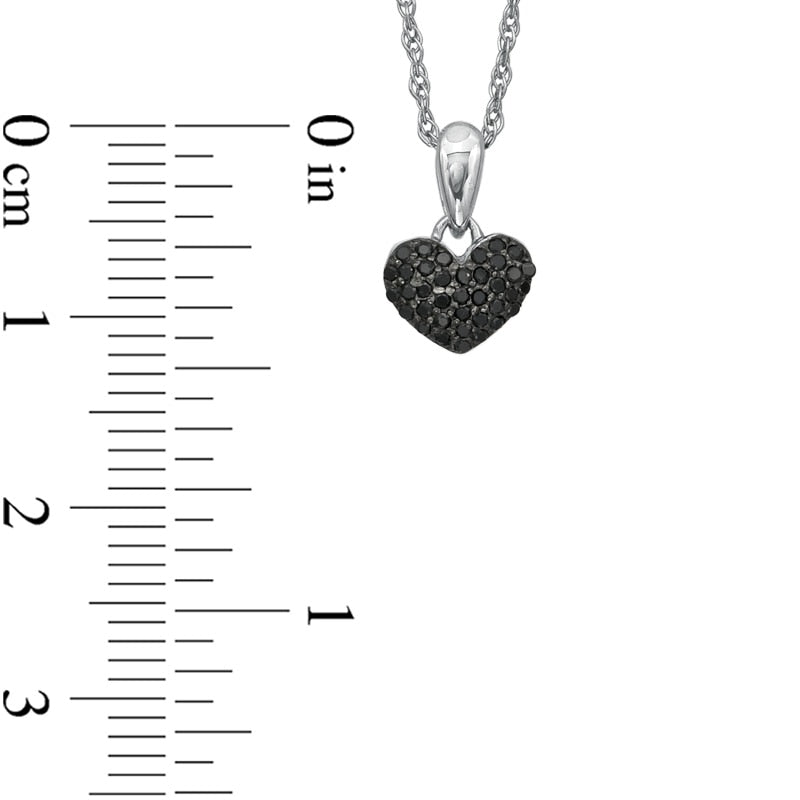 0.1 CT. T.W. Enhanced Black Natural Diamond Puffed Heart Pendant in Sterling Silver