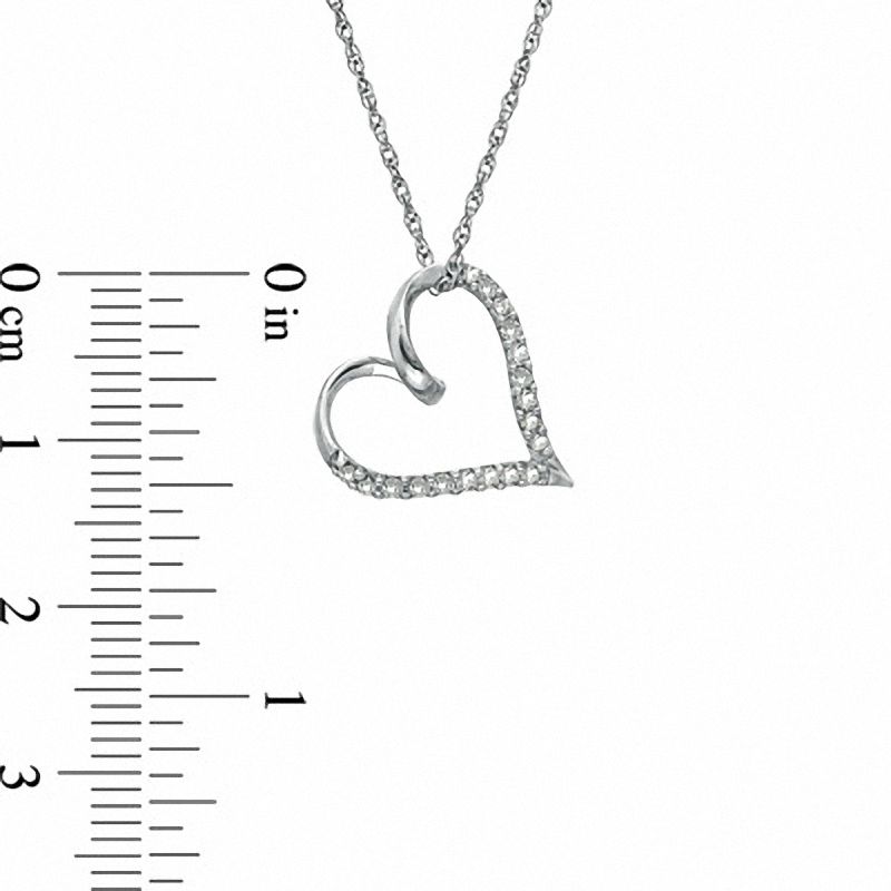 0.1 CT. T.W. Natural Diamond Twirl Tilted Heart Pendant in Sterling Silver