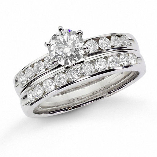 1 CT. T.W. Diamond Bridal Set in 14K White Gold