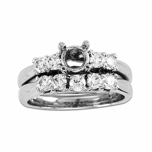 3/4 CT. T.W. Diamond Semi-Mount Bridal Engagement Ring Set in 14K White Gold