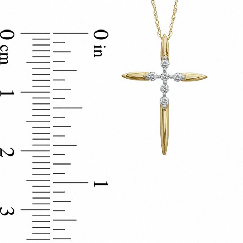 0.1 CT. T.W. Natural Diamond Cross Pendant in 10K Yellow Gold