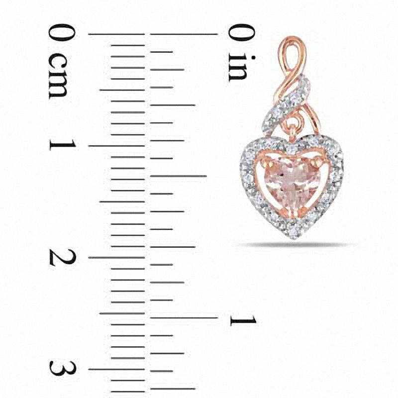 5.0mm Heart-Shaped Morganite and 0.13 CT. T.W. Diamond Earrings in 10K Rose Gold