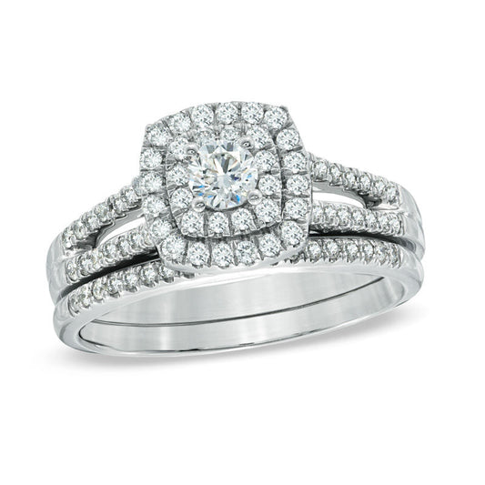 3/4 CT. T.W. Diamond Double Frame Bridal Set in 14K White Gold