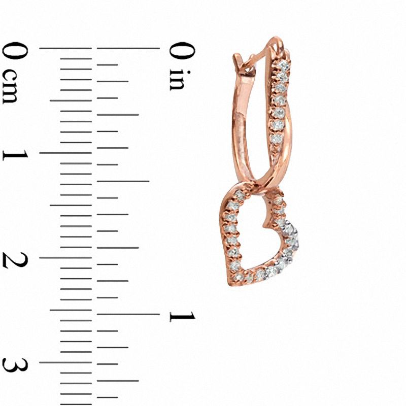 0.25 CT. T.W. Diamond Heart Hoop Earrings in 10K Rose Gold