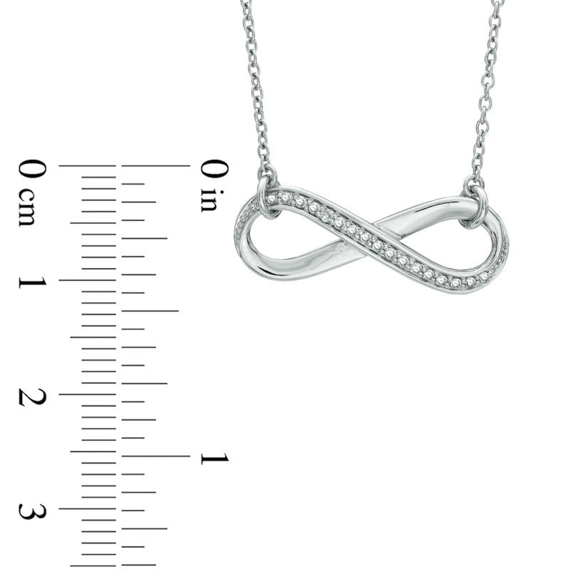 0.1 CT. T.W. Natural Diamond Sideways Infinity Necklace in Sterling Silver