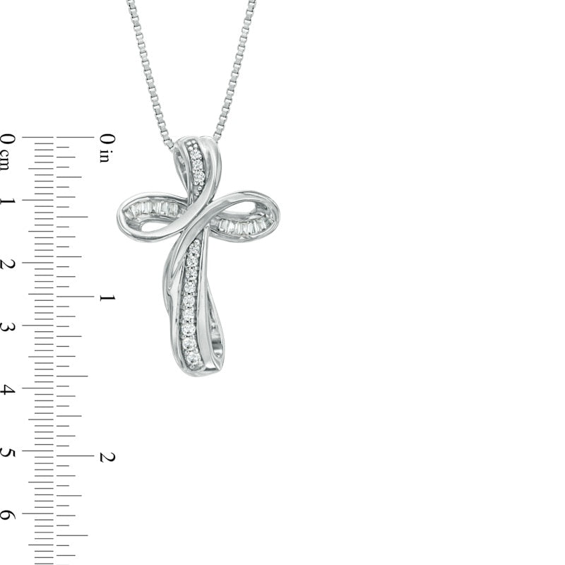 0.1 CT. T.W. Natural Diamond Looped Cross Pendant in Sterling Silver