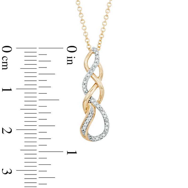 0.1 CT. T.W. Natural Diamond Cascading Teardrop Pendant in 10K Yellow Gold