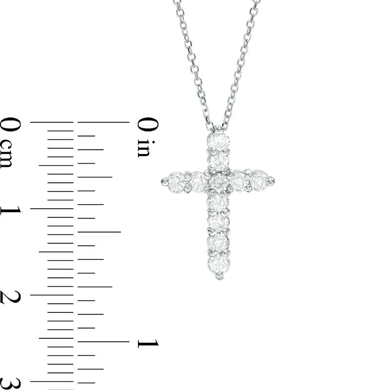 0.5 CT. T.W. Certified Natural Diamond Cross Pendant in 14K White Gold (I/I2)