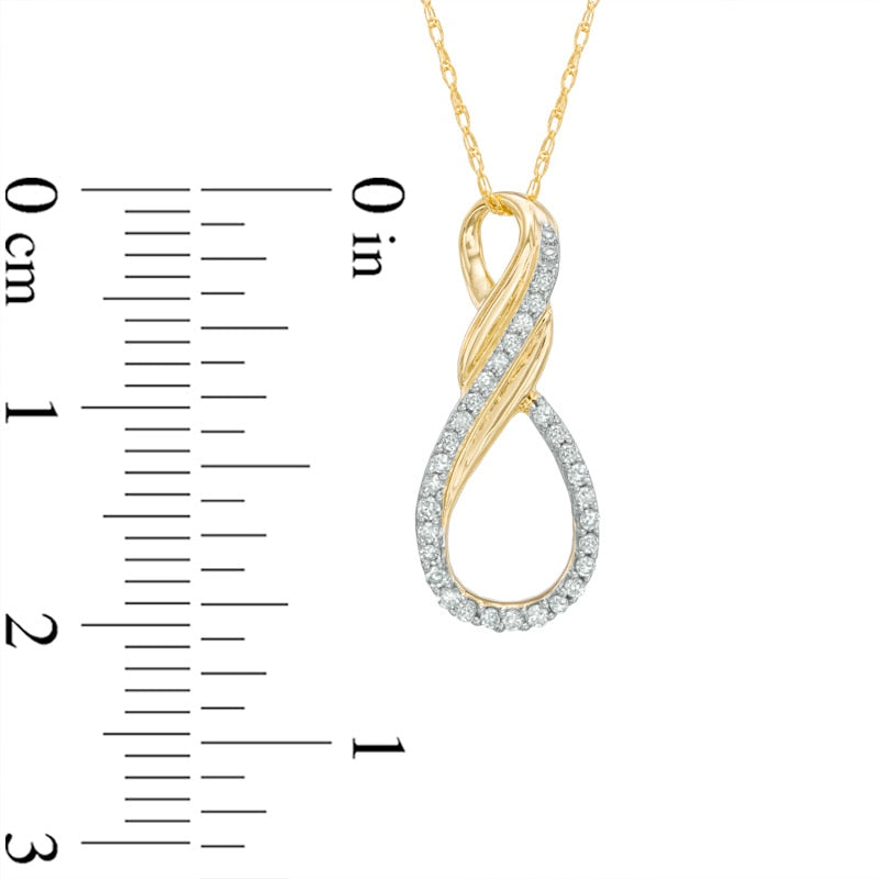 0.1 CT. T.W. Natural Diamond Infinity Pendant in 10K Yellow Gold