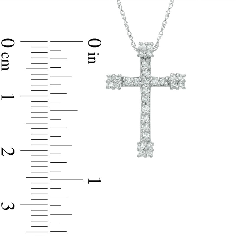 0.33 CT. T.W. Natural Diamond Cross Pendant in 10K White Gold