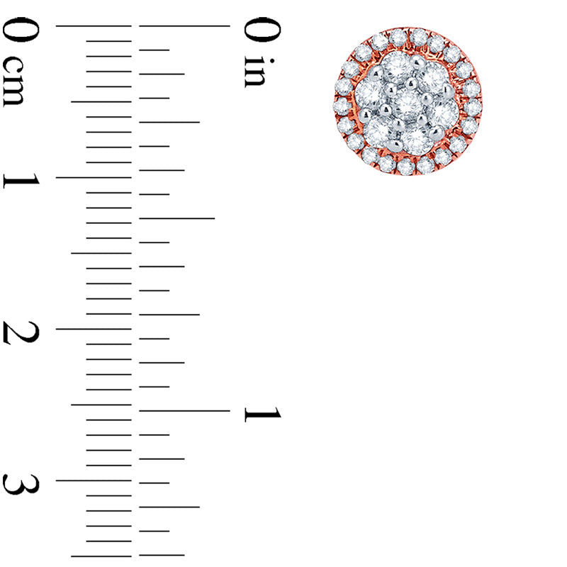 0.33 CT. T.W. Diamond Frame Cluster Stud Earrings in 10K Rose Gold