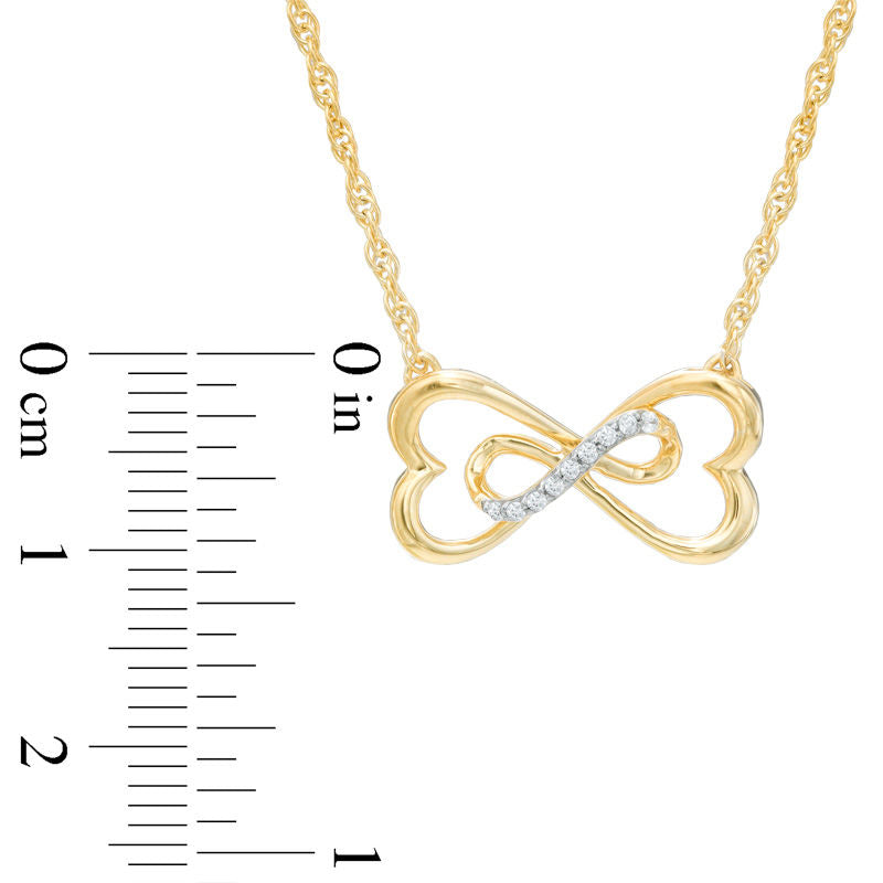 0.05 CT. T.W. Natural Diamond Sideways Heart-Shaped Infinity Necklace in 10K Yellow Gold