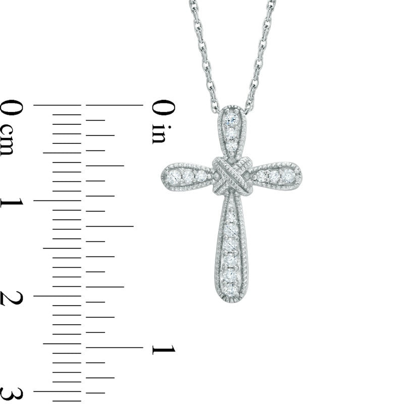 0.17 CT. T.W. Natural Diamond Antique Vintage-Style Cross "X" Pendant in Sterling Silver