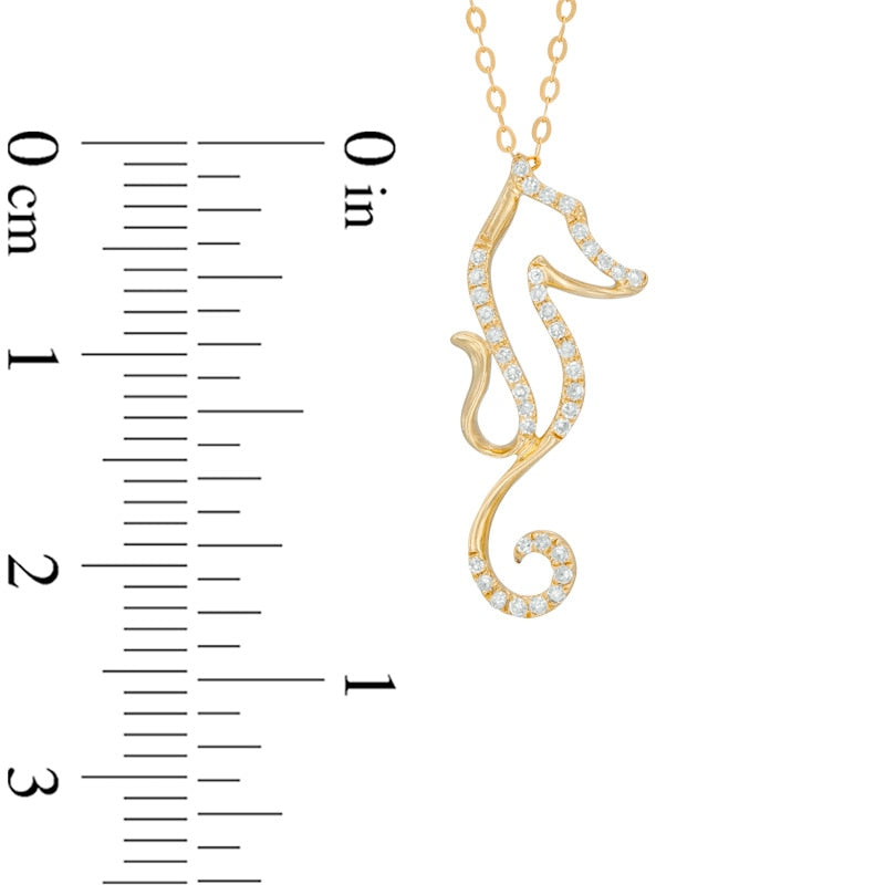 0.1 CT. T.W. Natural Diamond Seahorse Pendant in 10K Yellow Gold - 17"