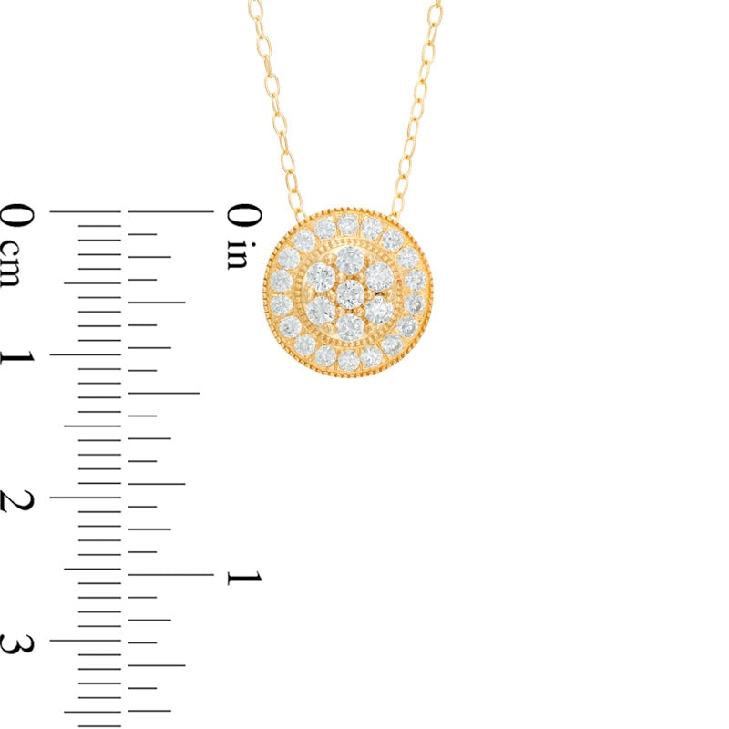 0.5 CT. T.W. Natural Diamond Composite Antique Vintage-Style Pendant in 10K Yellow Gold