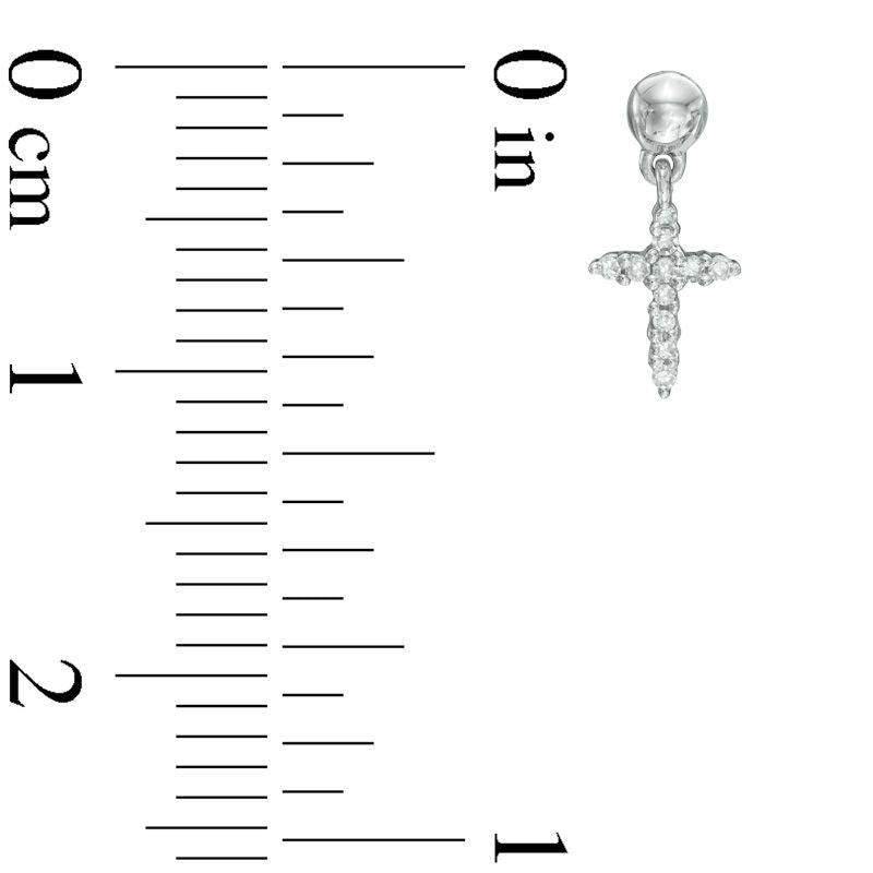 Diamond Accent Cross Drop Earrings in 10K White Gold