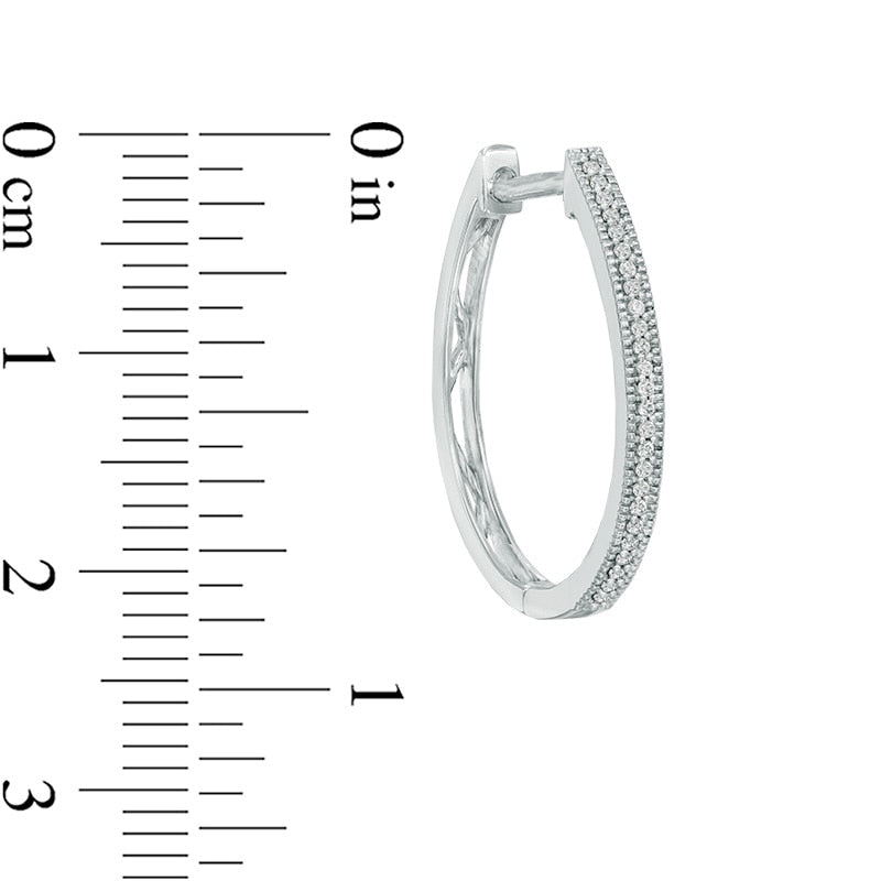 0.13 CT. T.W. Diamond Vintage-Style Oval Huggie Hoop Earrings in 10K White Gold