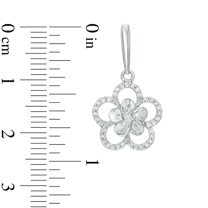 0.1 CT. T.W. Diamond Frame Pinwheel Flower Stud Earrings in 10K White Gold