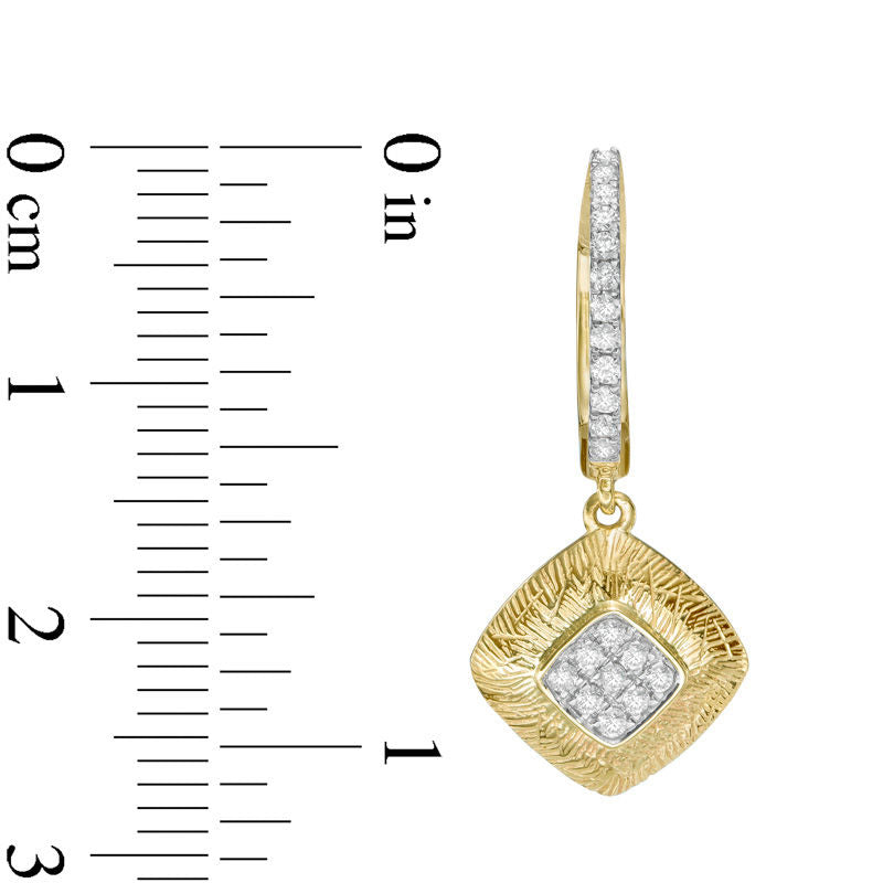 0.33 CT. T.W. Diamond Square Drop Earrings in 10K Gold