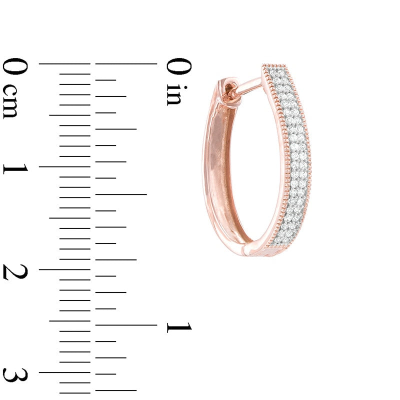 0.25 CT. T.W. Diamond Double Row Hoop Earrings in 10K Rose Gold