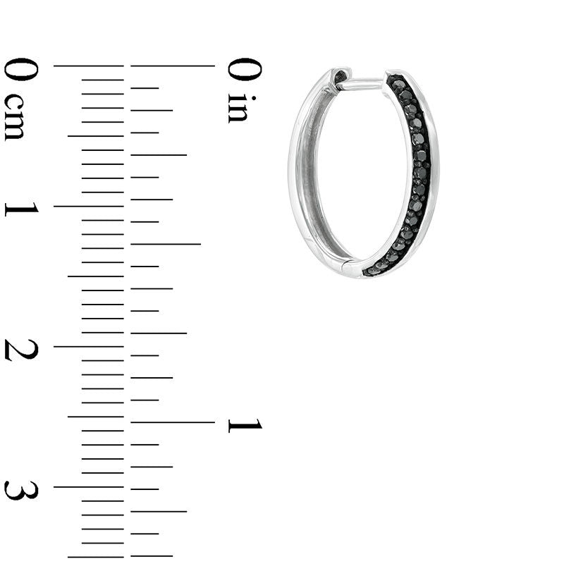 0.13 CT. T.W. Enhanced Black Diamond Edge Hoop Earrings in 10K White Gold