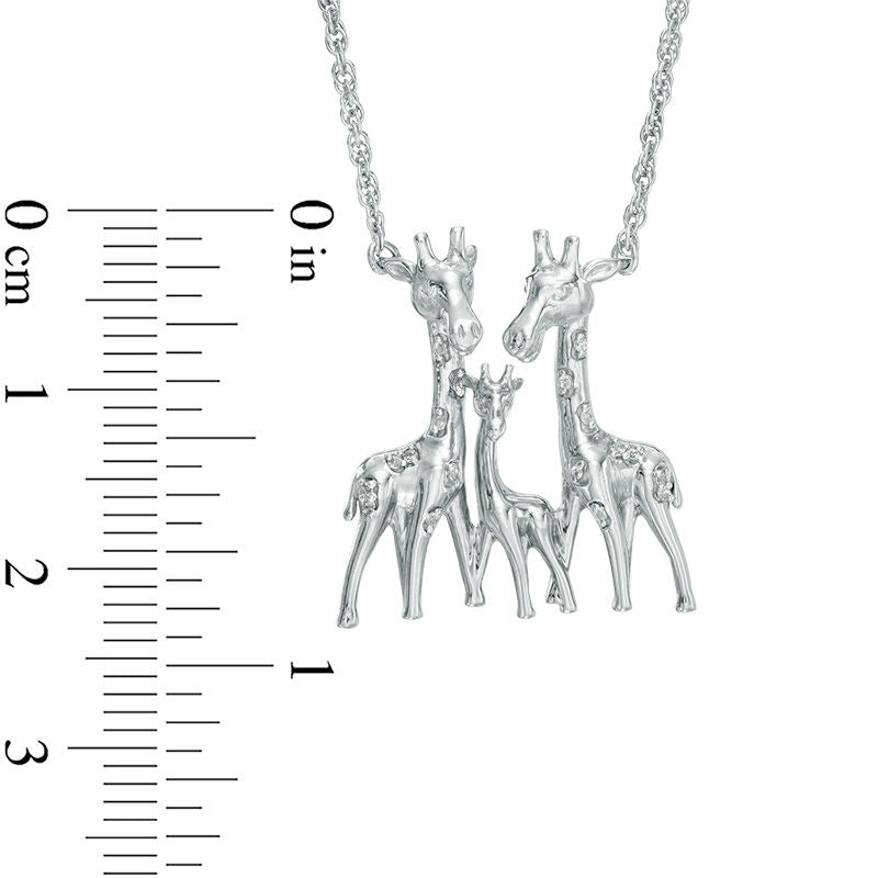 0.05 CT. T.W. Natural Diamond Accent Giraffe Family Necklace in Sterling Silver - 17"