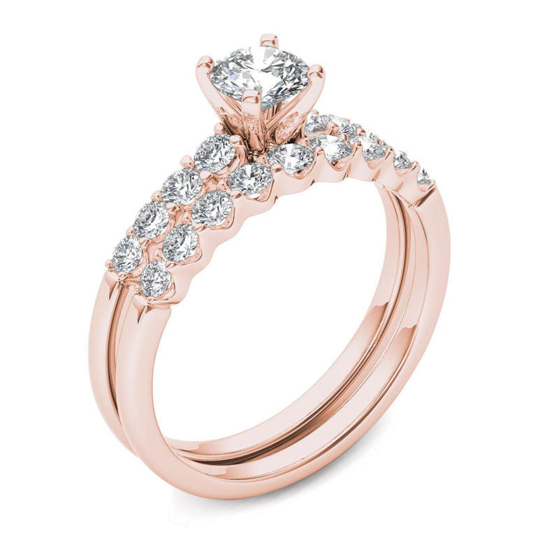 1 CT. T.W. Diamond Bridal Set in 14K Rose Gold