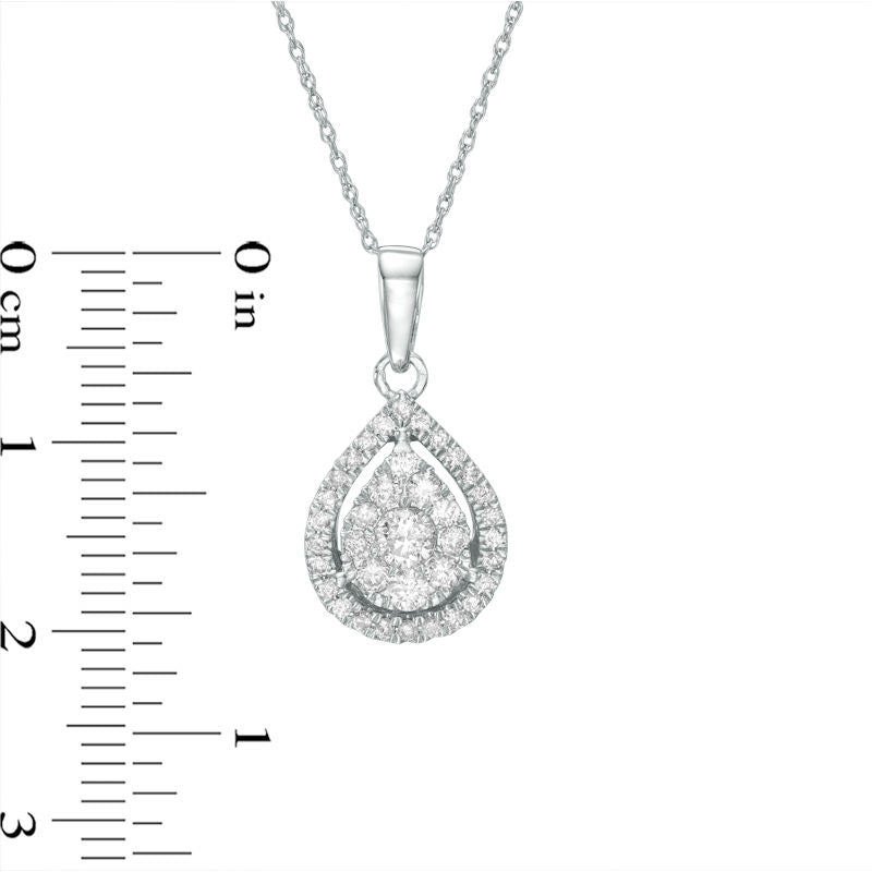 0.5 CT. T.W. Natural Diamond Teardrop Frame Pendant in 10K White Gold