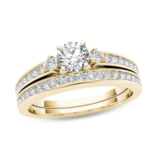 1 CT. T.W. Diamond Bridal Engagement Ring Set in 14K Gold