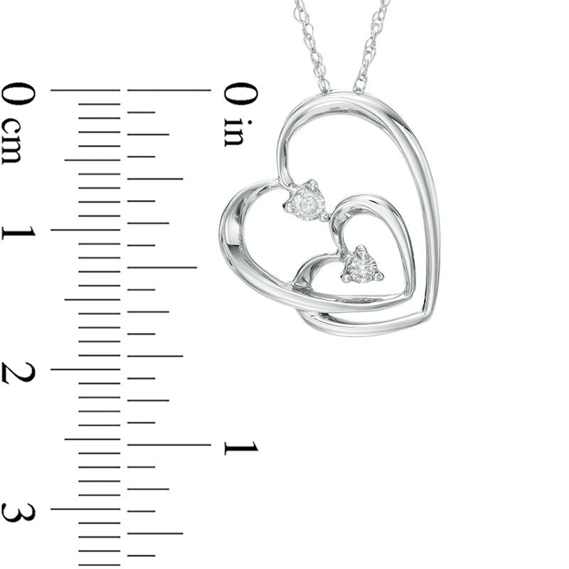 0.07 CT. T.W. Natural Diamond Intersecting Double Heart Pendant in Sterling Silver