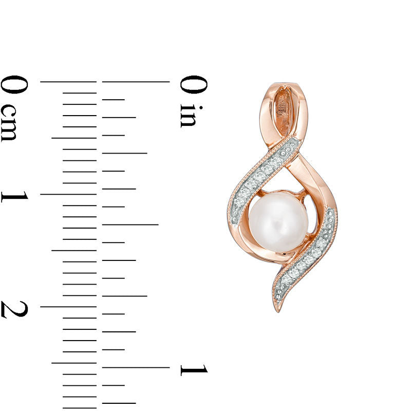 6.0mm Cultured Freshwater Pearl and 0.1 CT. T.W. Diamond Vintage-Style Drop Earrings in 10K Rose Gold