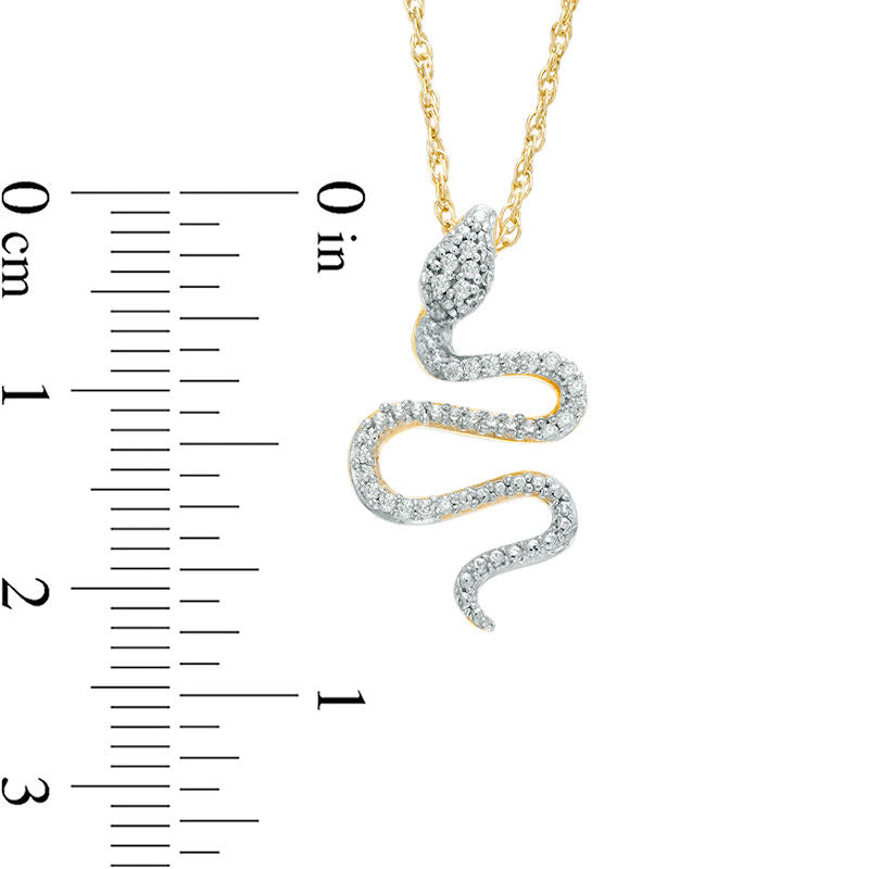 0.1 CT. T.W. Natural Diamond Snake Pendant in 10K Yellow Gold