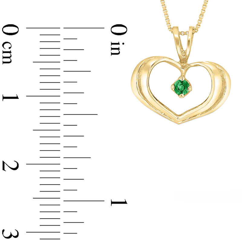 Emerald Solitaire Heart Pendant in 14K Gold