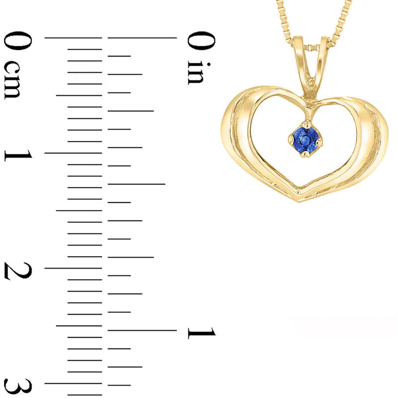 Blue Sapphire Solitaire Heart Pendant in 14K Gold