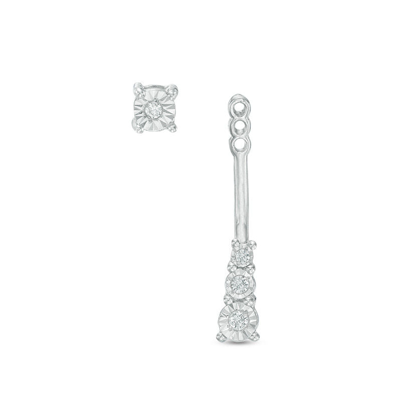 0.17 CT. T.W. Diamond Vertical Front/Back Earrings in 10K White Gold