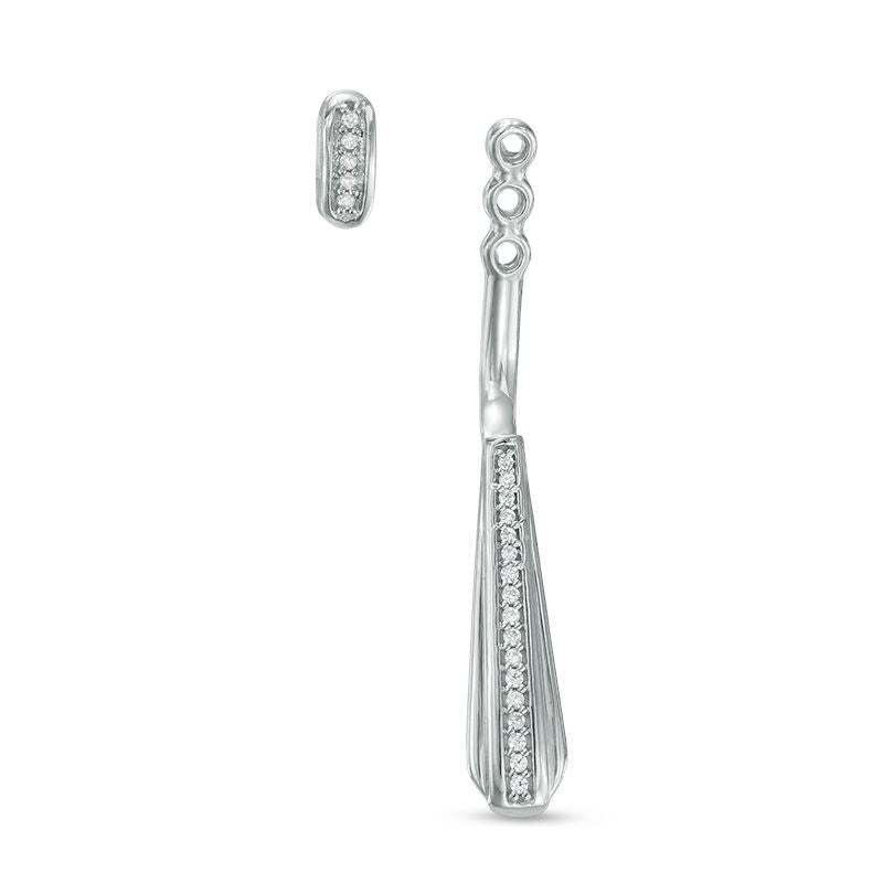 0.1 CT. T.W. Diamond Teardrop Front/Back Earrings in 10K White Gold