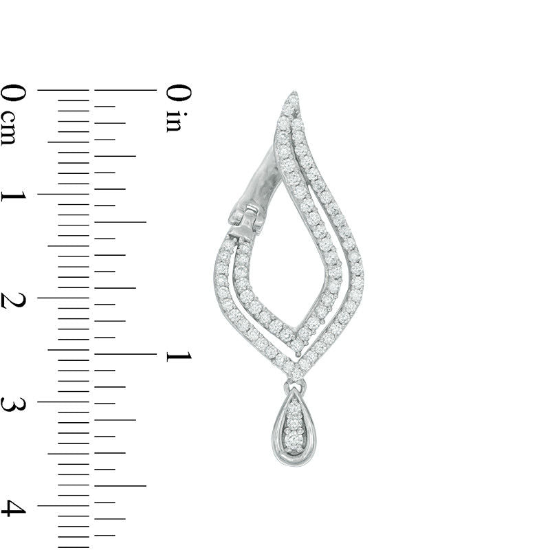 1 CT. T.W. Diamond Flame Drop Earrings in 10K White Gold