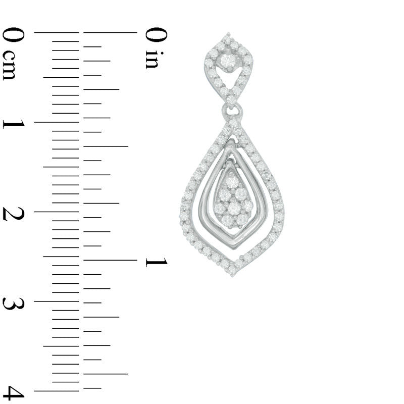 0.75 CT. T.W. Diamond Triple Teardrop Earrings in 10K White Gold