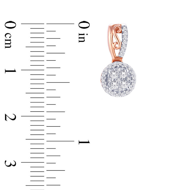 0.33 CT. T.W. Composite Diamond Frame Filigree Drop Earrings in 10K Rose Gold