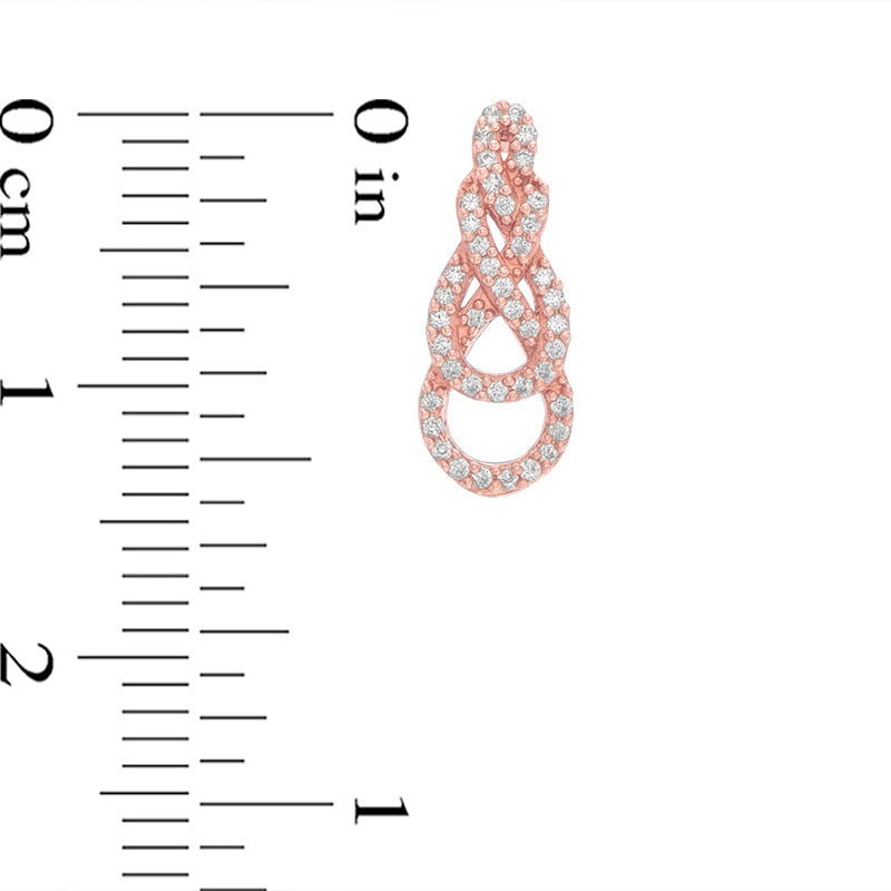 0.2 CT. T.W. Diamond Braided Infinity Drop Earrings in 10K Rose Gold