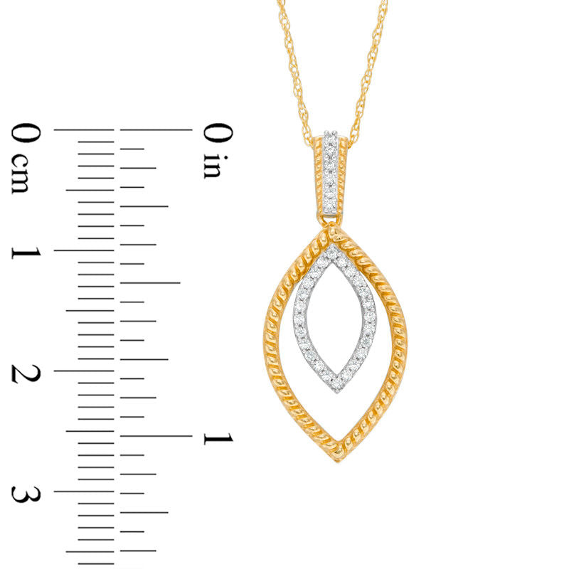 0.1 CT. T.W. Natural Diamond and Rope-Textured Double Marquise Pendant in 10K Yellow Gold