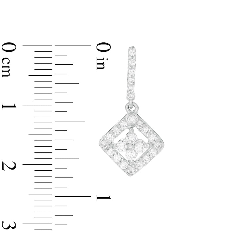 0.5 CT. T.W. Quad Diamond Tilted Square Drop Earrings in 10K White Gold