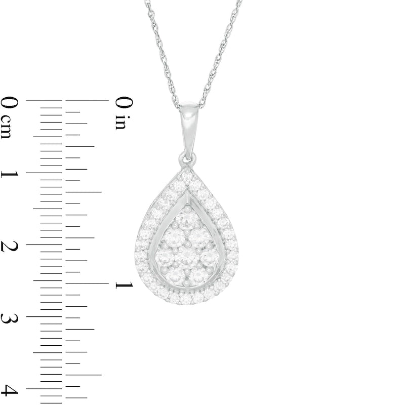 1 CT. T.W. Composite Natural Diamond Teardrop Frame Pendant in 10K White Gold