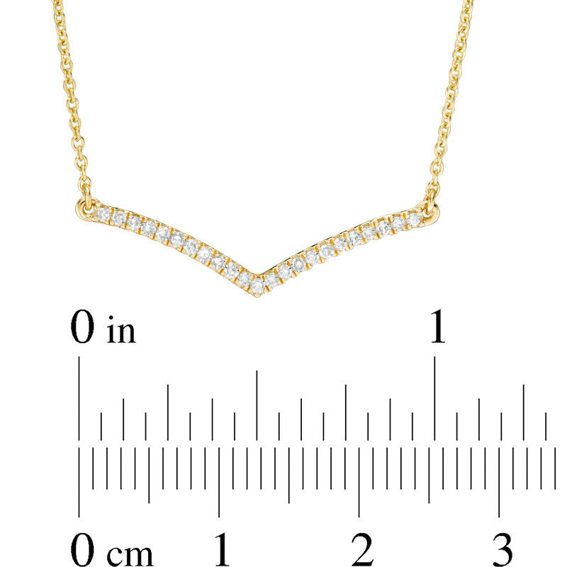 0.13 CT. T.W. Natural Diamond Curved Chevron Necklace in 10K Yellow Gold