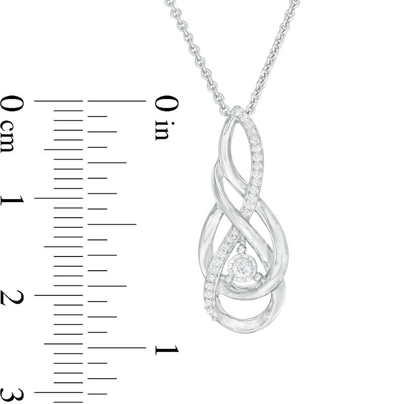 0.1 CT. T.W. Natural Diamond Twist Flame Pendant in Sterling Silver