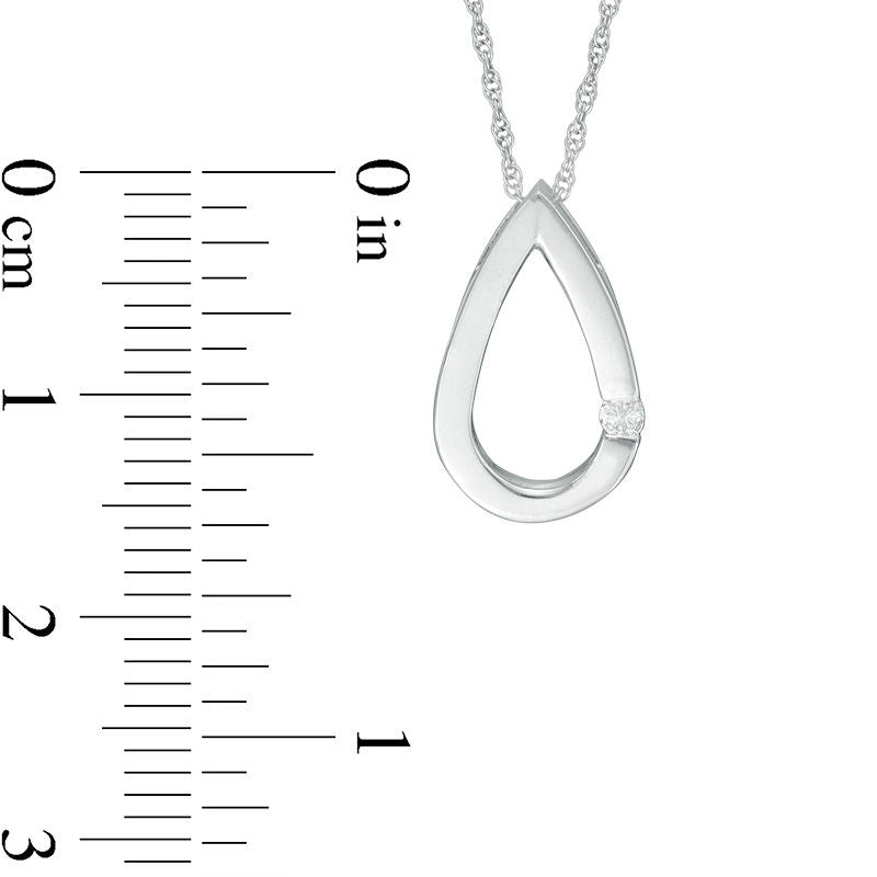 Natural Diamond Accent Teardrop Pendant in 10K White Gold