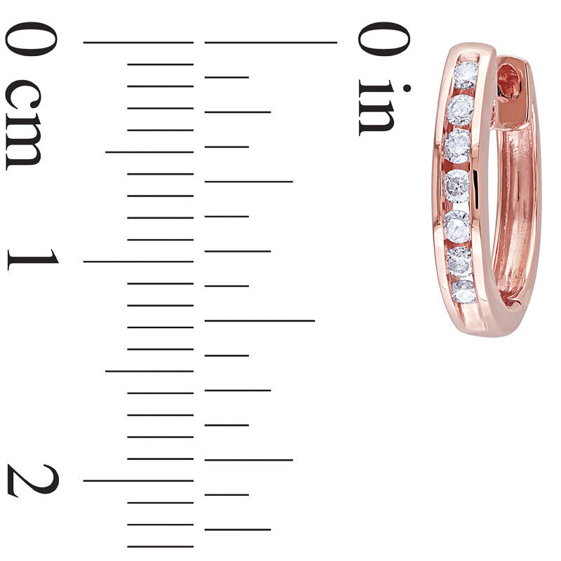 0.25 CT. T.W. Diamond Huggie Hoop Earrings in 10K Rose Gold